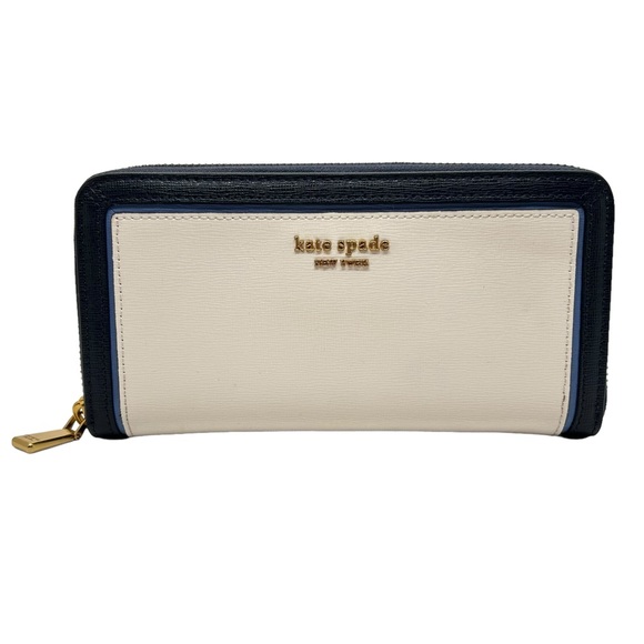NWOT Rare Kate Spade Morgan Cream/Blue Multi Colorblock Zip-around Wallet - Picture 1 of 15